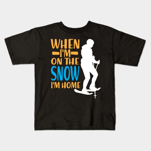 Snowshoe Hiking Kids T-Shirt by maxcode